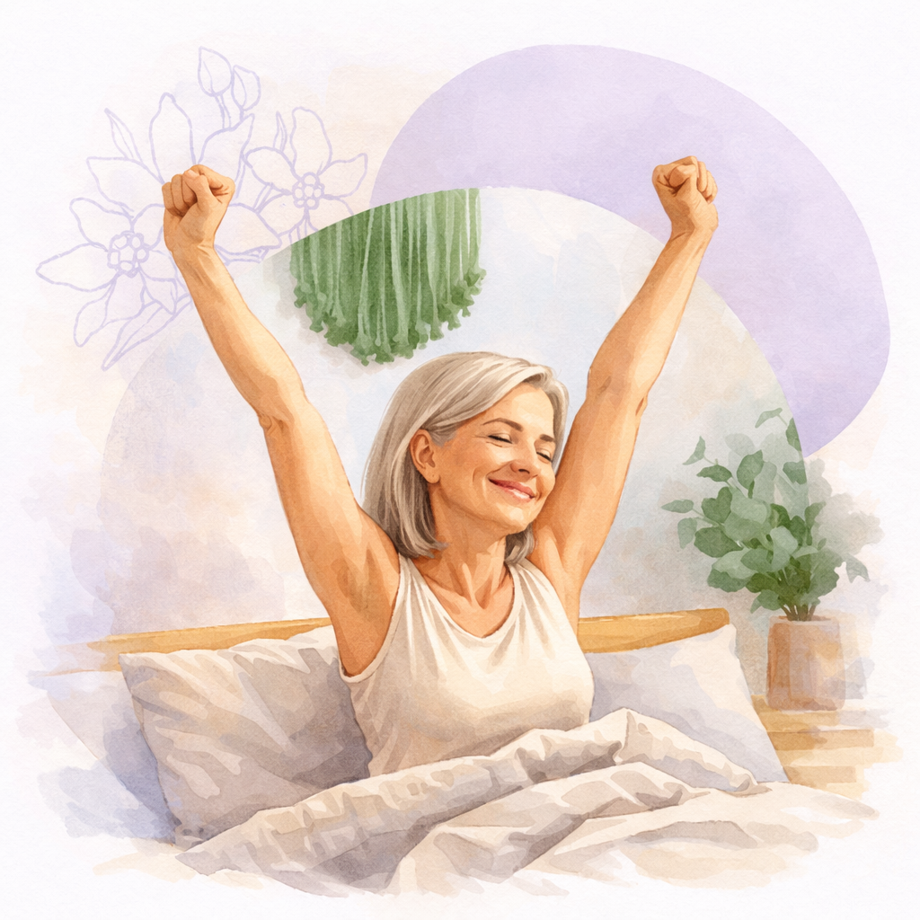 Menopauzes bezmiegs un mierīgs miegs menopauzes laikā – ilustrācija