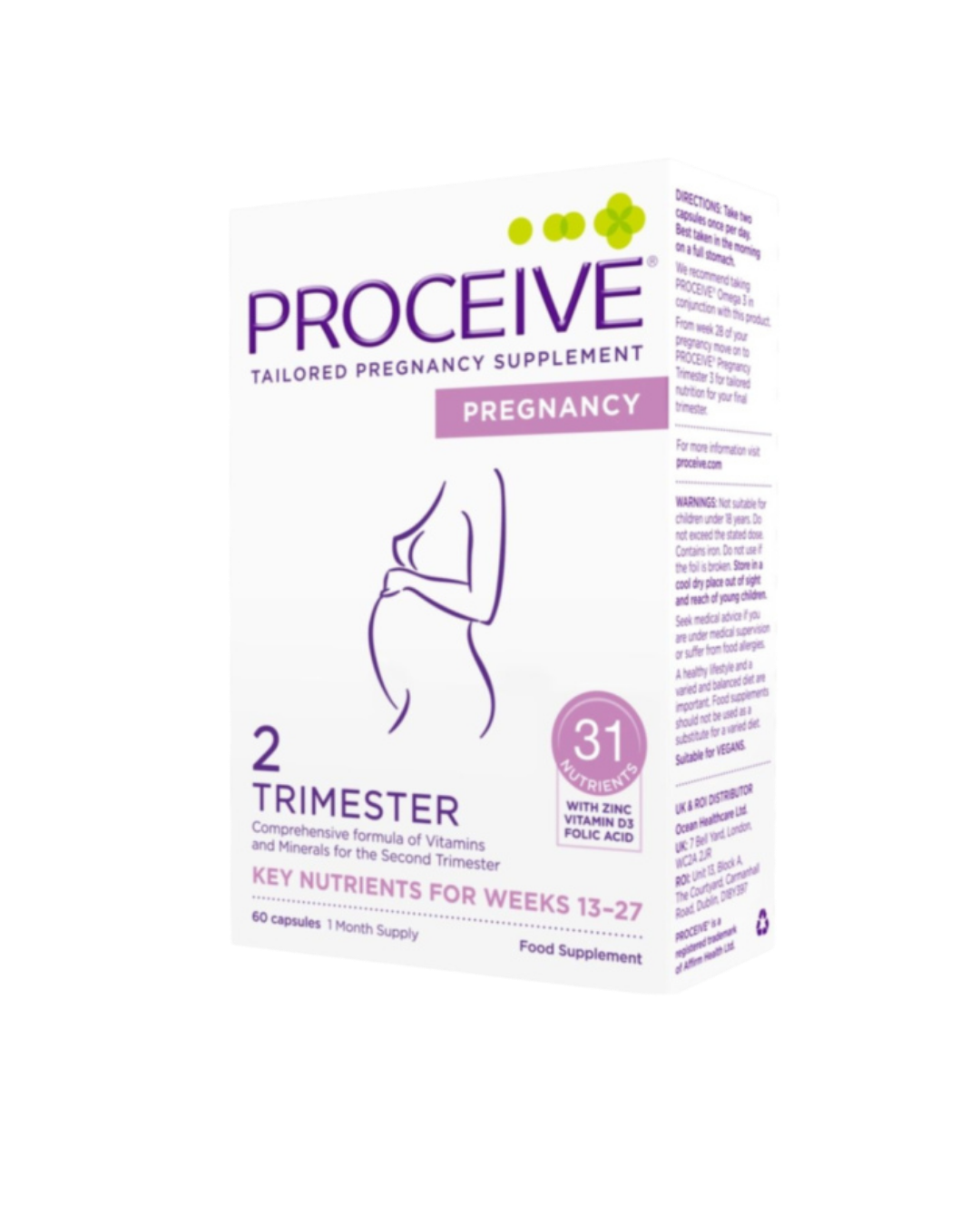 Proceive Pregnancy Trimester 2 uztura bagātinātājs grūtniecības otrajam trimestrim